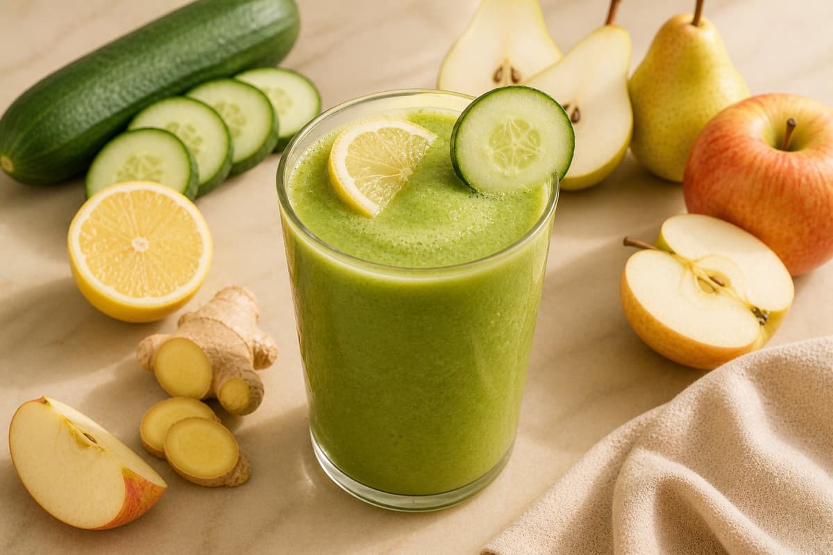Cucumber pear greens juice